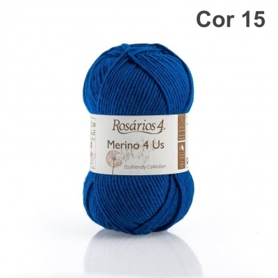 Novelo de lã azul escuro Rosários 4 Merino 4 Us Cor 15