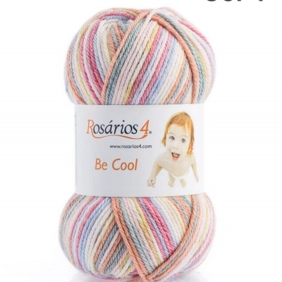 Novelo de lã multicolorida com etiqueta branca e imagem de criança sorrindo