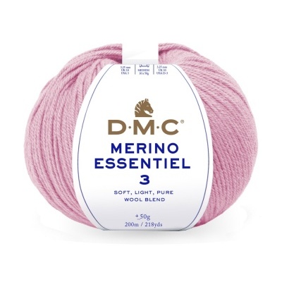 Novelo de lã rosa claro D.M.C Merino Essentiel 3 com etiqueta