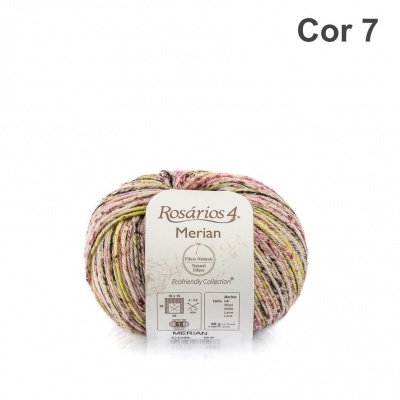 Novelo de fio multicolorido Rosários 4 Merian com etiqueta Ecofriendly Collection