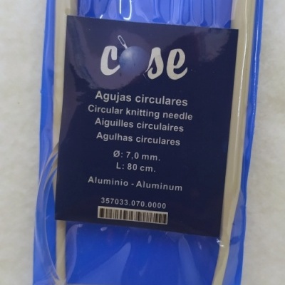 Agulhas circulares de alumínio para tricô em embalagem azul