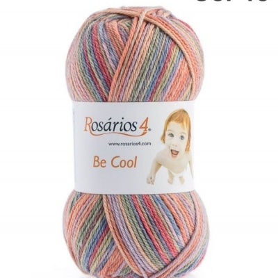 Novelo de lã multicolorida Rosários 4 com etiqueta Be Cool e imagem de criança