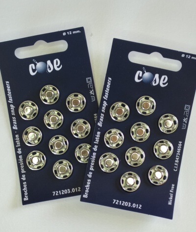 Embalagens de botões de pressão em latão prateado de 12 mm