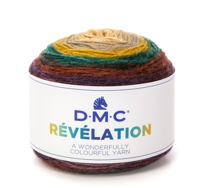 Novelo de fio de lã multicolorido D.M.C RÉVÉLATION com etiqueta branca
