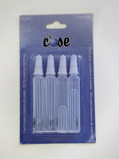 4 frascos de óleo para máquinas de costura em embalagem azul