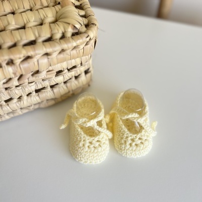Sapatitos Laçada - Croché - Amarelos