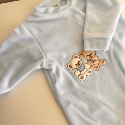 Babygrow Veludo azul ursinho