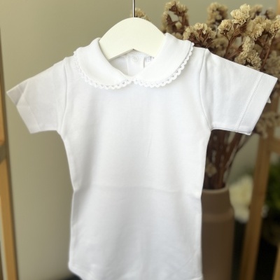 Bodie Gola Peter Pan Branco de Manga Curta