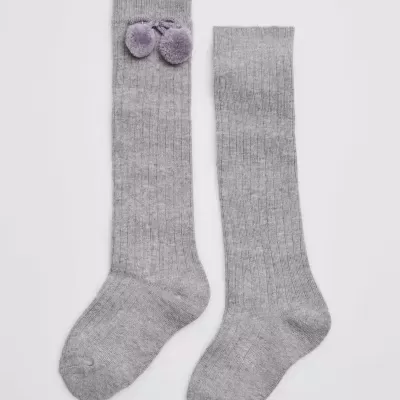 Meias pelo Joelho Caneladas com ou sem Pompom - várias cores