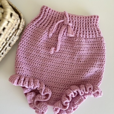 Tapa Fraldas Folhinho - Croché - Rosa Bebé