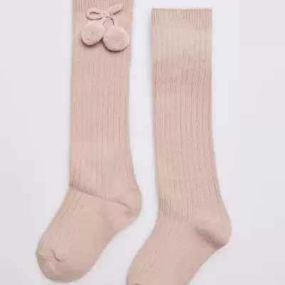 Meias pelo Joelho Caneladas com ou sem Pompom - várias cores