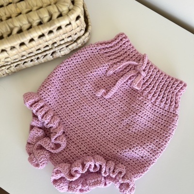 Tapa Fraldas Folhinho - Croché - Rosa Bebé