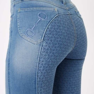 Calças de Senhora HORZE Kaia Denim Full Seat