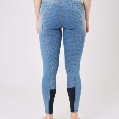 Calças de Senhora HORZE Kaia Denim Full Seat