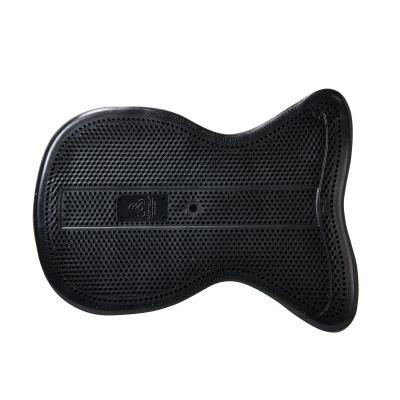 Almofada preta ergonómica perfurada com formato único em fundo branco