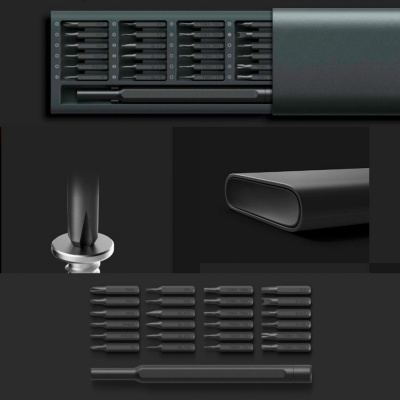 Conjunto de chaves de fendas de precisão com caixa preta e diversas pontas