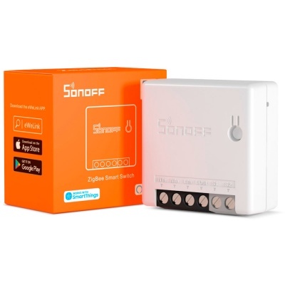 Interruptor inteligente ZigBee Sonoff branco com embalagem laranja
