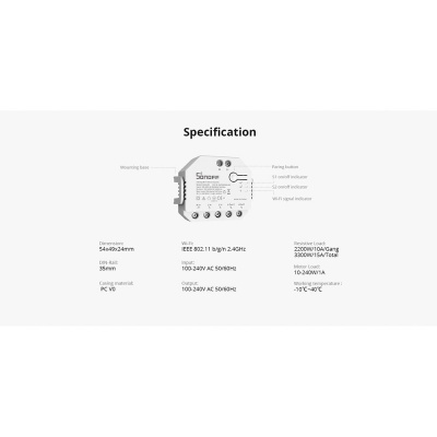 Módulo interruptor WiFi Sonoff DUALR3