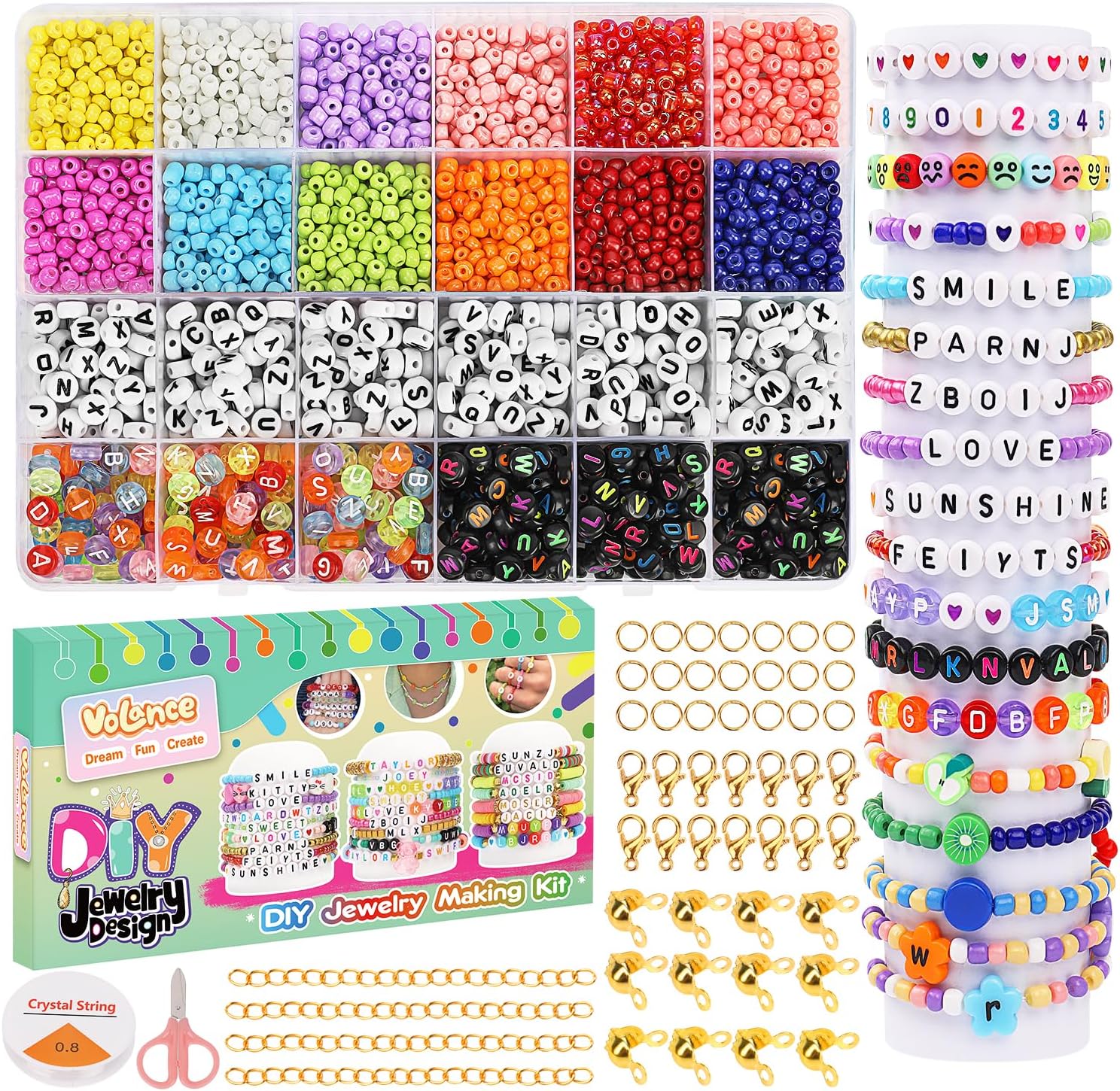 Kit de Missangas Infantil 3000 Peças – DIY para Fazer Pulseiras, Colares e Acessórios Criativos Kit de Missangas Infantil 3000 Peças – DIY para Fazer Pulseiras, Colares e Acessórios Criativos