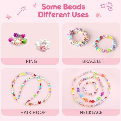 550 peças Kit contas para fazer Pulseiras, arcos, missangas para trabalhos manuais, prenda Natal e mais