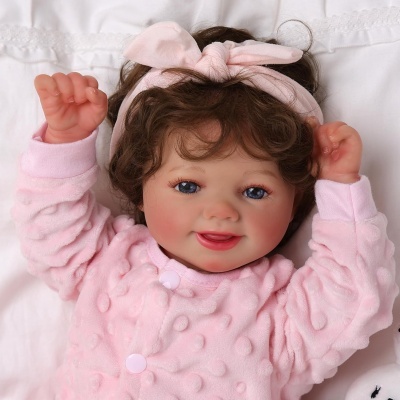 Bebé Reborn Sol lindos cabelos, 43cm em Vinil, detalhes realistas, com acessórios