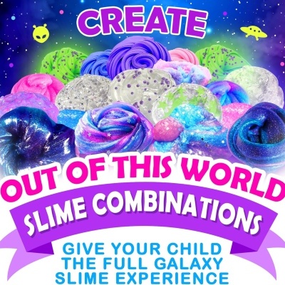 Galaxy Slime Kit, brilha no escuro, kit com +23 peças DIY