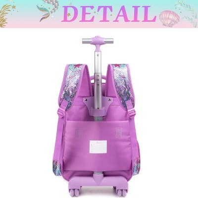 Conjunto Trolley Escolar Little Mermaid, Mochila + Lancheira + Porta Lápis: tamanho grande, com lantejoulas