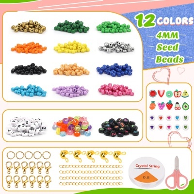 Kit de Missangas Infantil 3000 Peças – DIY para Fazer Pulseiras, Colares e Acessórios Criativos