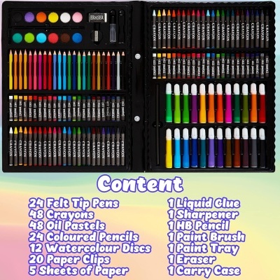 Maleta Pintura com 187 peças para crianças, estojo de pintura infantil, Não tóxico