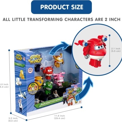 Super Wings - Pack 06 figuras Transform-a-Bots, 4 figuras PVC, serie 5