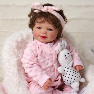 Bebé Reborn Sol lindos cabelos, 43cm em Vinil, detalhes realistas, com acessórios