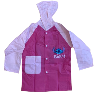 Capa de Chuva Stitch Rosa, 100% em PVC impermeável, envio imediato, receba em 2 dias