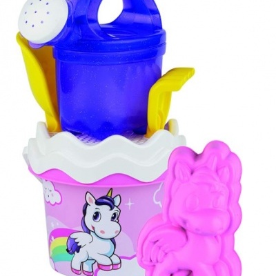 Balde de Praia menina Unicórnio Rosa, 6 peças