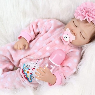Boneca Bebé Reborn 55cm em Silicone Vinilico com acessórios, recém nascido, olhos fechados Boneca Bebé Reborn 55cm em Silicone Vinilico com acessórios, recém nascido, olhos fechados