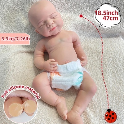 Boneca Bebé Reborn menino 47cm 100% em Silicone de Platina com acessórios, recém nascido, olhos fechados, receba em 3 dias uteis Boneca Bebé Reborn menino 47cm 100% em Silicone de Platina com acessórios, recém nascido, olhos fechados, receba em 3 dias uteis