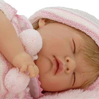 Boneca bebé Reborn 45cm Silicone Vinílico e com olhos fechados, artesanal, produto europeu