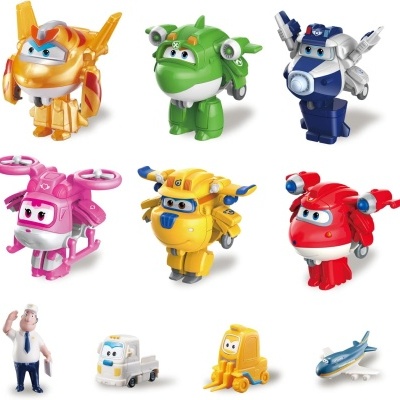 Super Wings - Pack 06 figuras Transform-a-Bots, 4 figuras PVC, serie 5