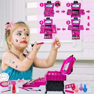Maleta Estojo Grande Maquilhagem Infantil 71 peças, não tóxico, lavável e divertida