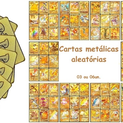 Cartas Pokemon Metálicas, Cartas douradas metálicas v-vmax, 03 cartas ou 06 cartas