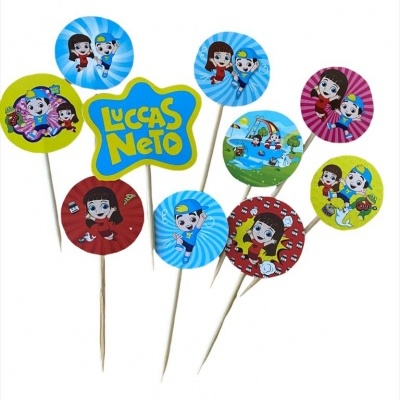 Luccas Neto e Giovana Placas para bolo, festa Luccas e Gi 12 ou 24 plaquinhas