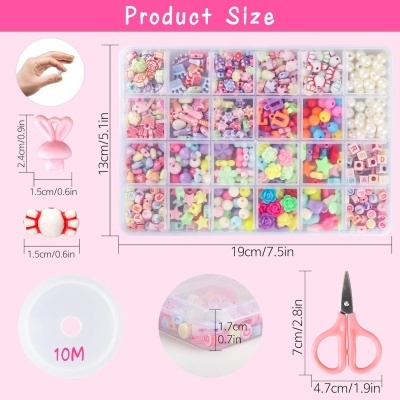 Kit de Missangas Infantil 550 Peças – DIY para Fazer Pulseiras, Colares e Acessórios Criativos