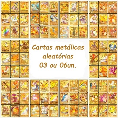 Cartas Pokemon Metálicas, Cartas douradas metálicas v-vmax, 03 cartas ou 06 cartas