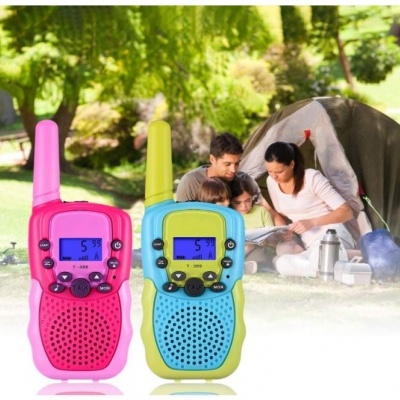 Walkie Talkie infantil 8 canais, ecrã LCD, alcance de até 3 km, lanterna incorporada, 2 pçs