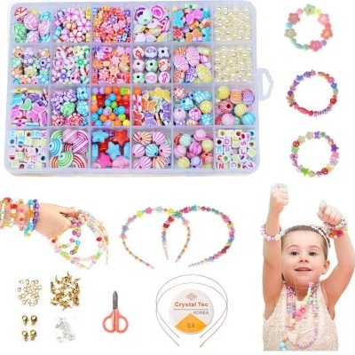 550 peças Kit contas para fazer Pulseiras, arcos, missangas para trabalhos manuais, prenda Natal e mais