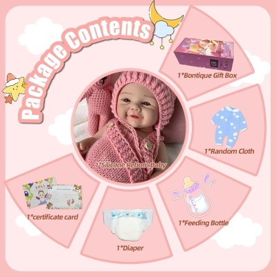 Boneca Bebé Reborn Menina 43cm Corpo banhável, boneca 100% Silicone de platina, corpo macio e flexível, 2,6kg,