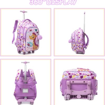 Kit Escolar Girafa Mochila com Trolley + Lancheira + Porta Lápis: tamanho grande