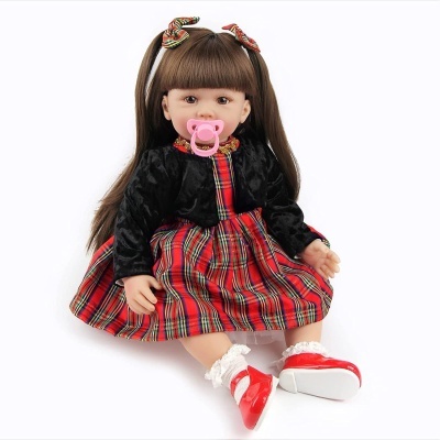 Boneca Bebé Reborn de Natal, 60cm em Silicone Vinílico com acessórios, recém nascido