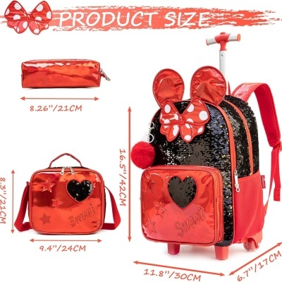 Kit Escolar Minnie Vermelho - Coleção Escolar 2025, tamanho grande, envio imediato