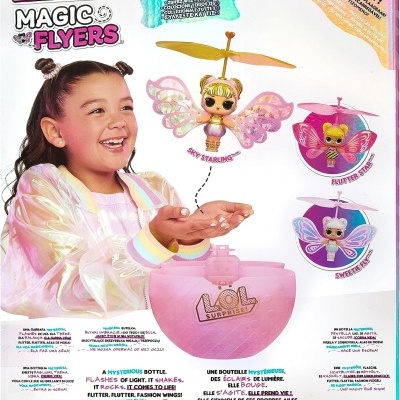 Embalagem do brinquedo LOL Surprise Magic Flyers com lançador rosa e bonecas voadoras