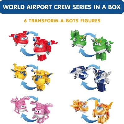 Super Wings - Pack 06 figuras Transform-a-Bots, 4 figuras PVC, serie 5
